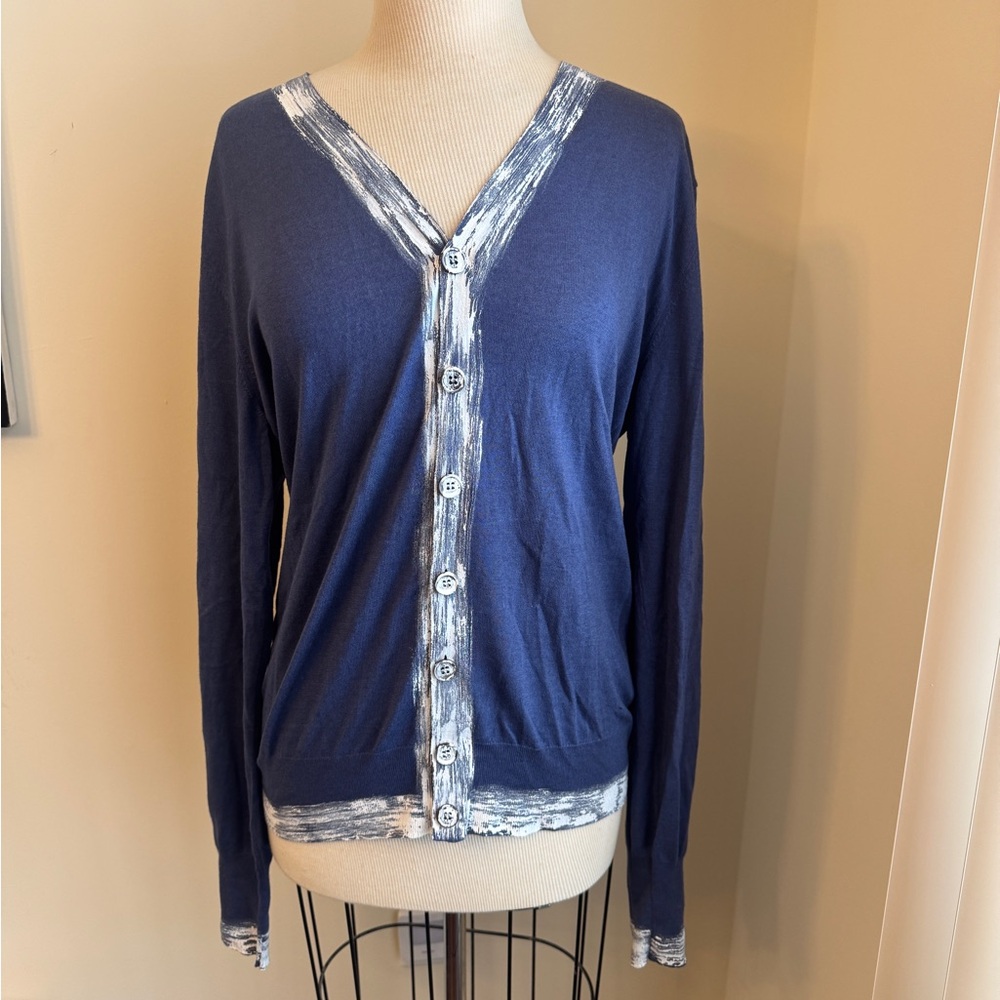 Alexander McQueen Blue Sweater Button Cardigan Cashmere Silk Stylish Unisex Fit
